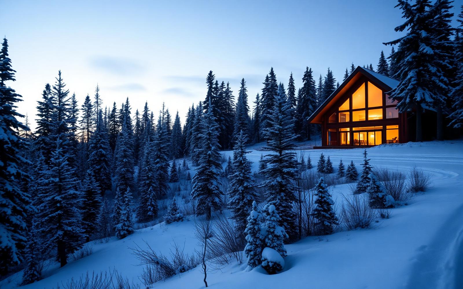 Modern high-end home in the Alaskan winter